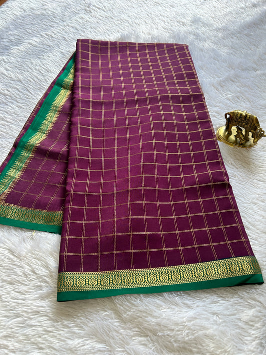 Pure CSG Zari crepe silk : Wine-green