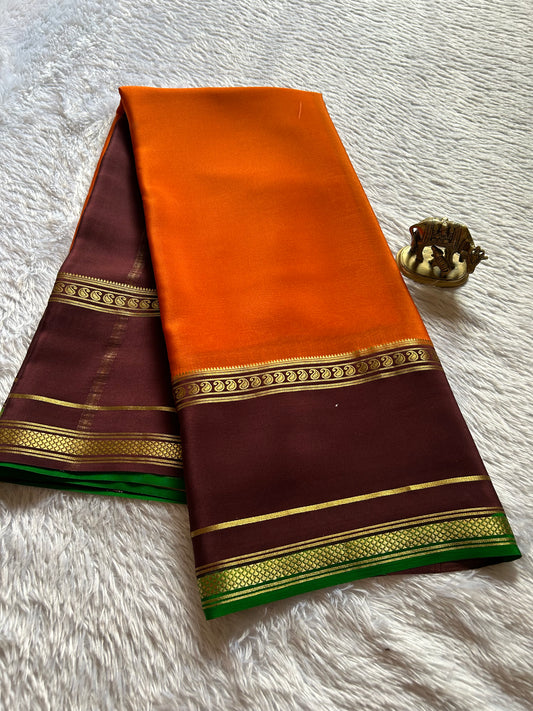 Triguna (3D) : Rust orange-chocolate brown-green