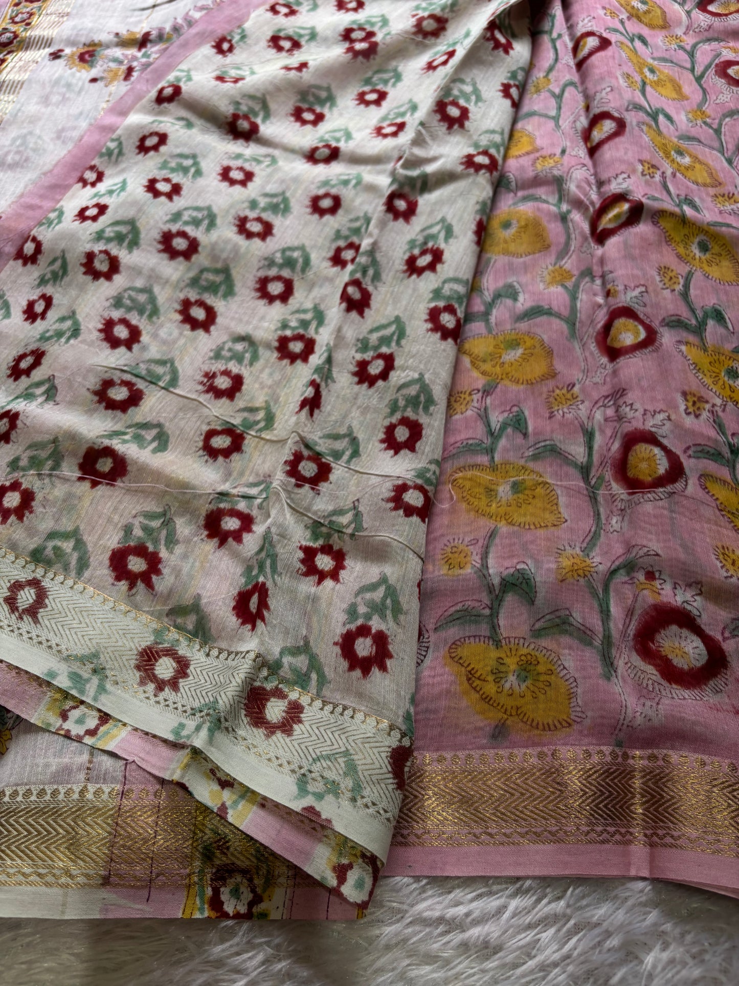 Maheshwari : Printed Baby pink