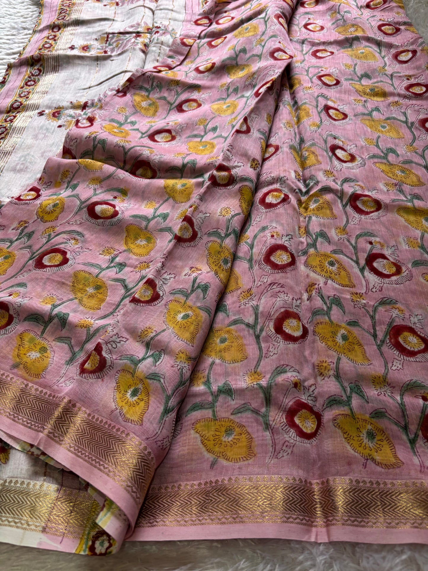Maheshwari : Printed Baby pink