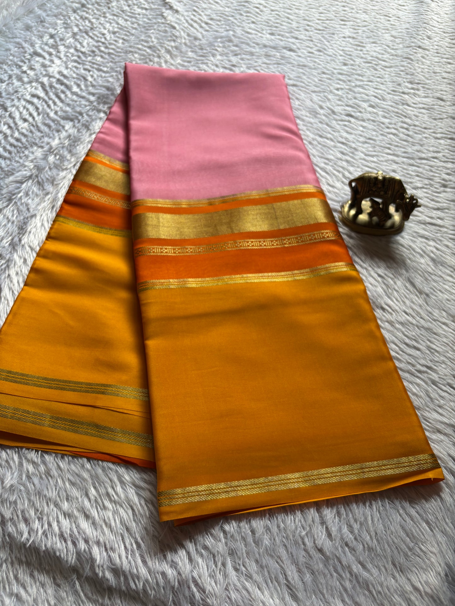 Triveni (3D) : Light pink-orange-golden yellow
