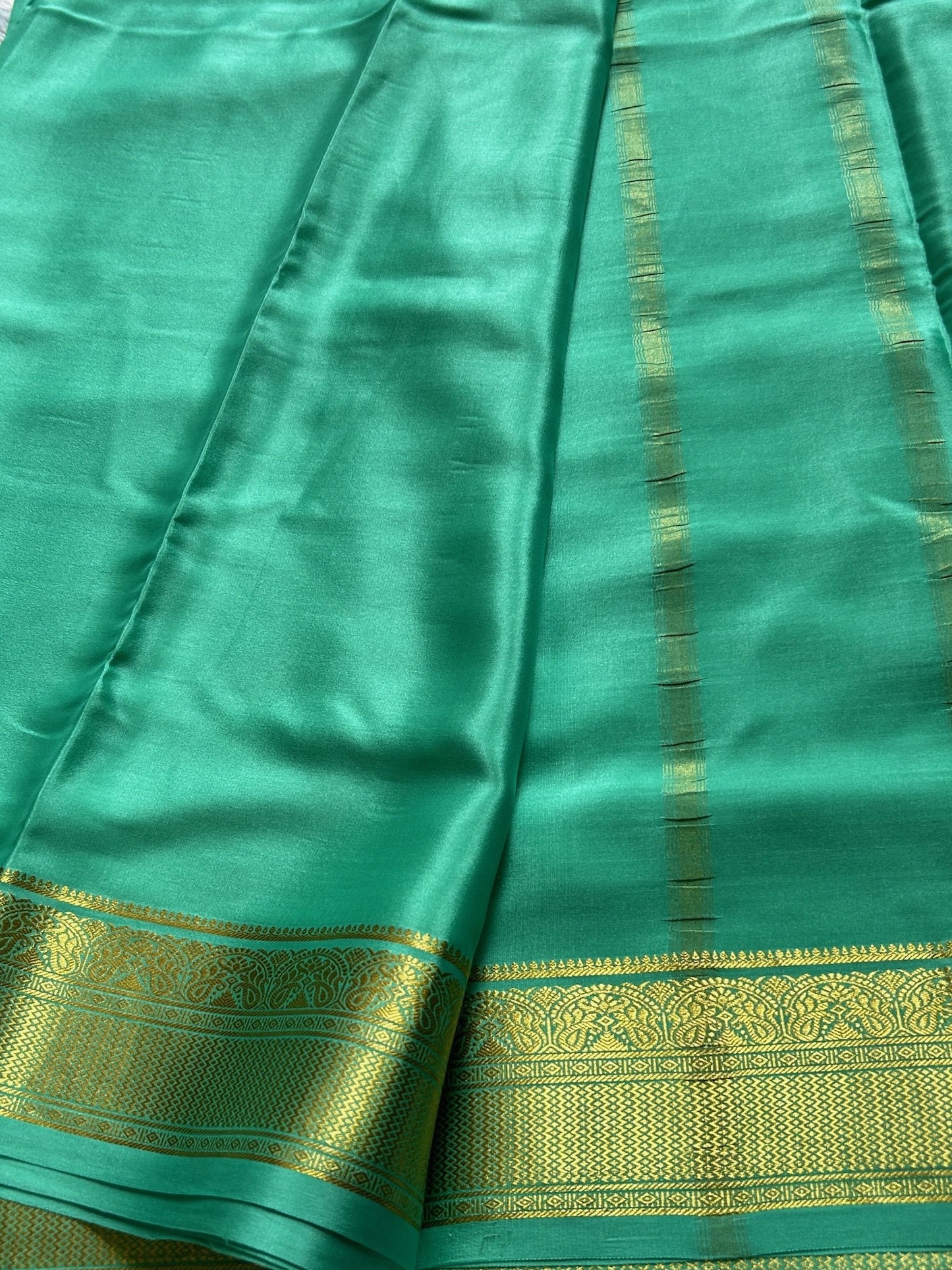 Sea green pure Mysore crepe silk