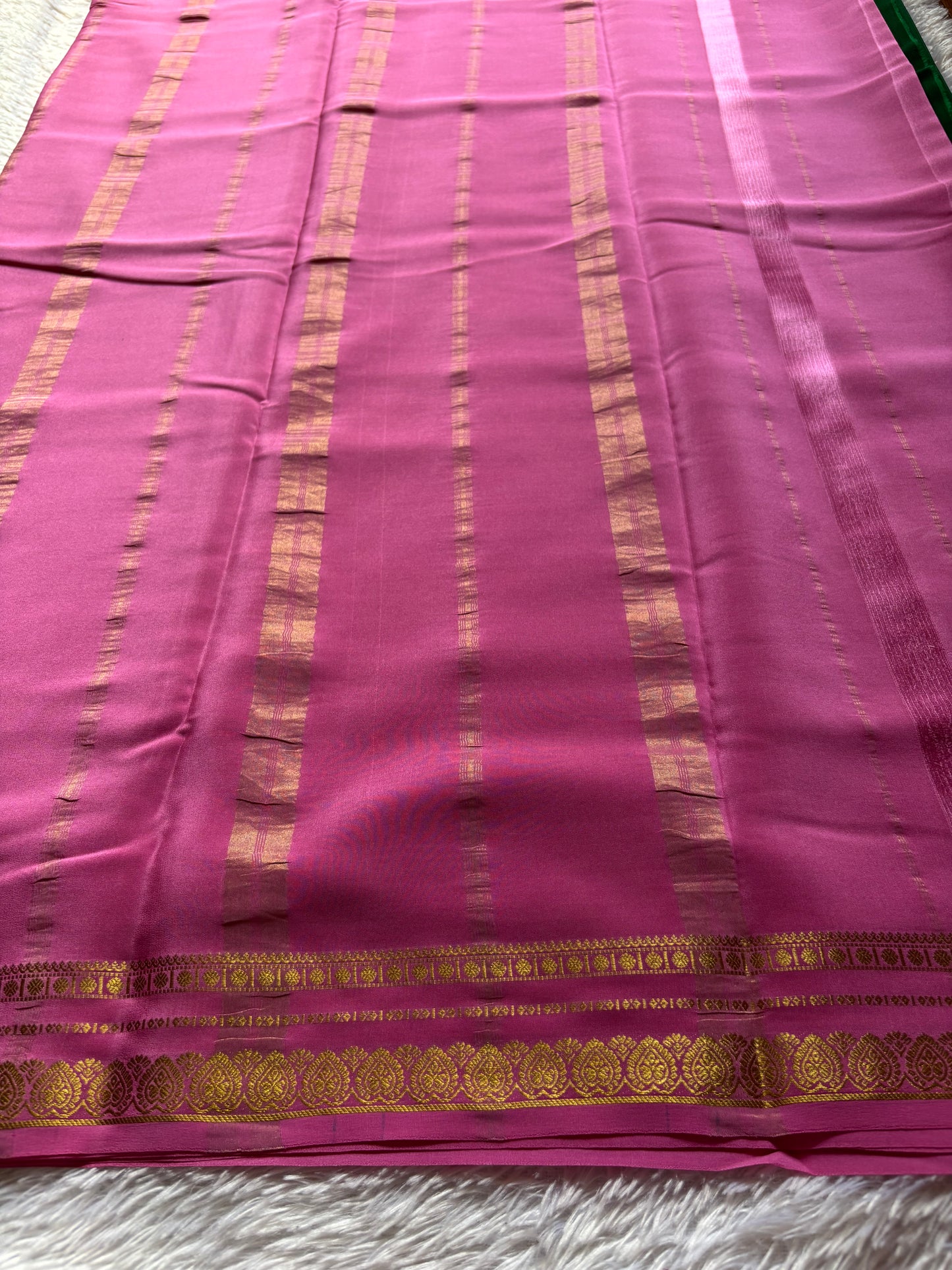 Rohini (2D) : Bottle green-rose pink