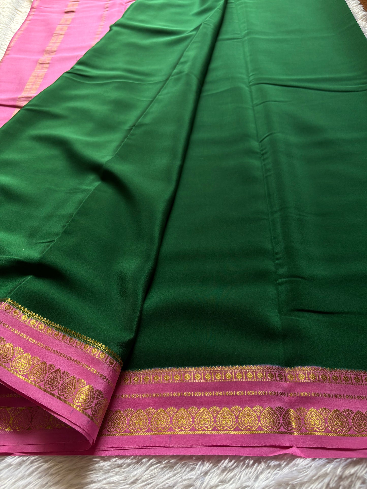 Rohini (2D) : Bottle green-rose pink