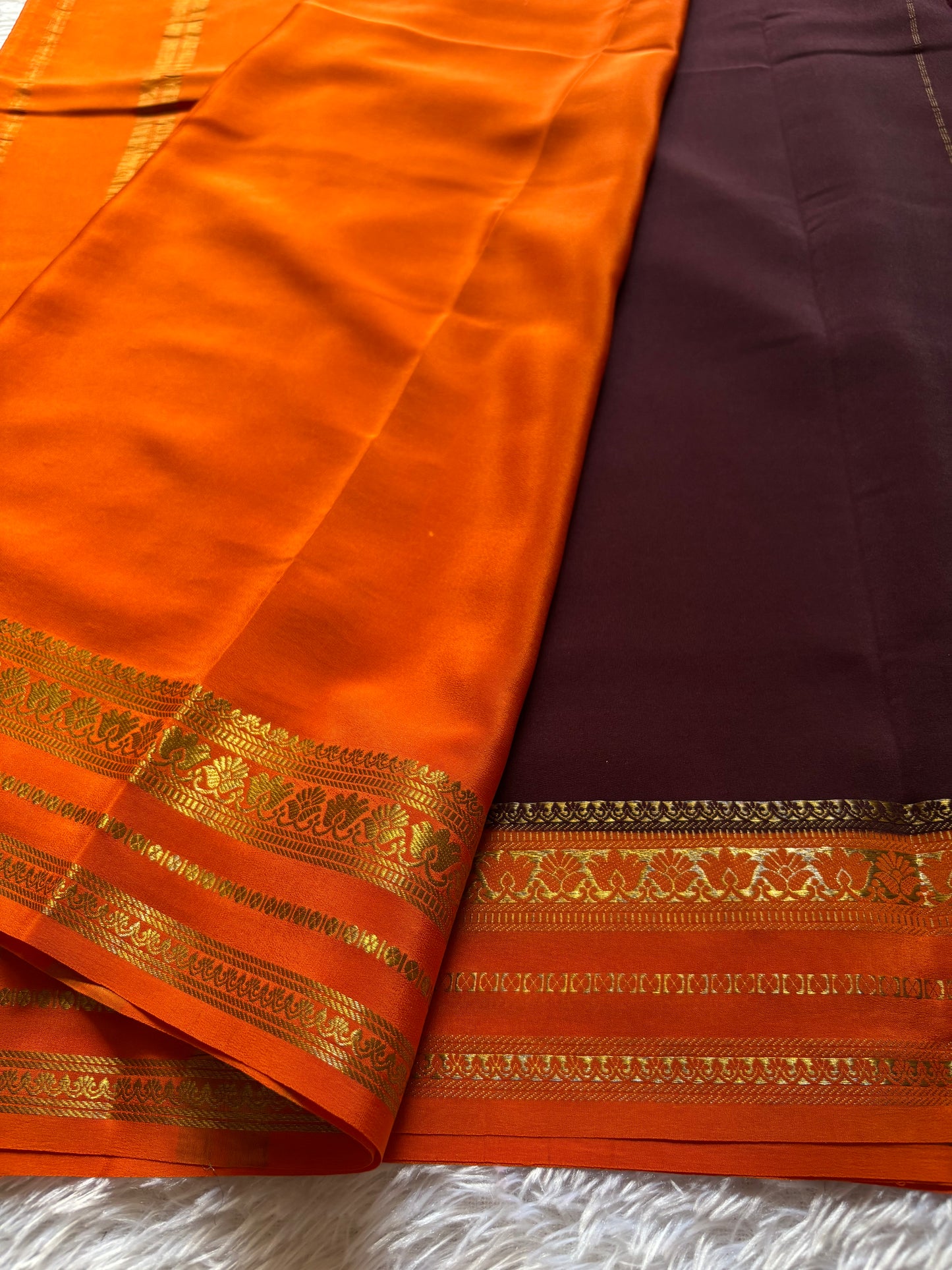 Padmaja (2D) : Chocolate brown-orange