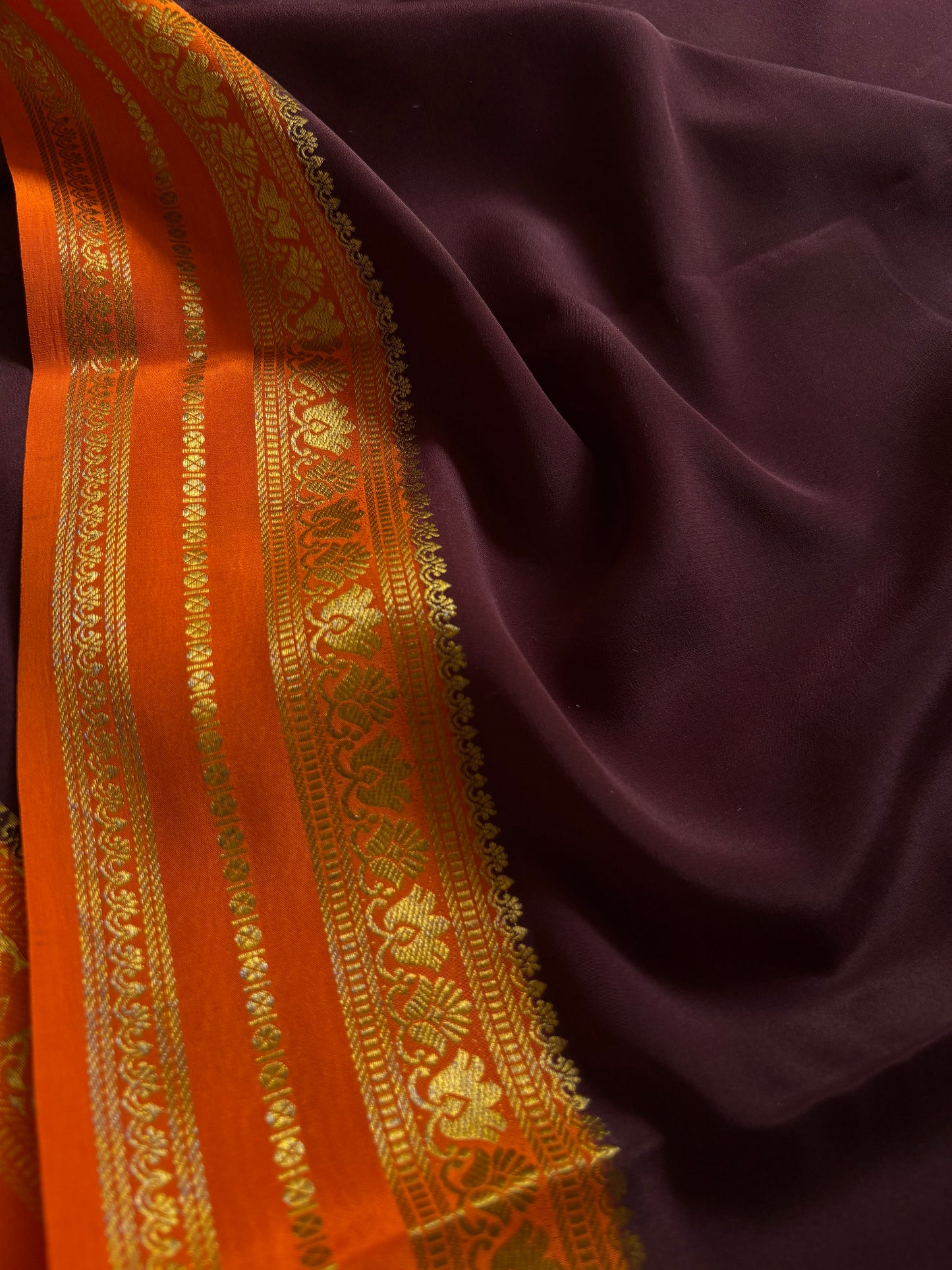 Padmaja (2D) : Chocolate brown-orange