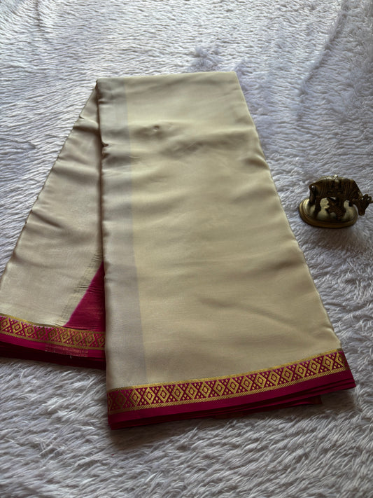 Nikhila (2D) : Off white-rani pink
