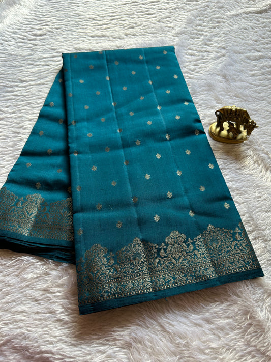 Banarasi Chiniya : Solid Steel blue