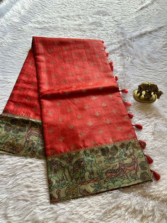 Kavitha (2D) : Brick red-sage green