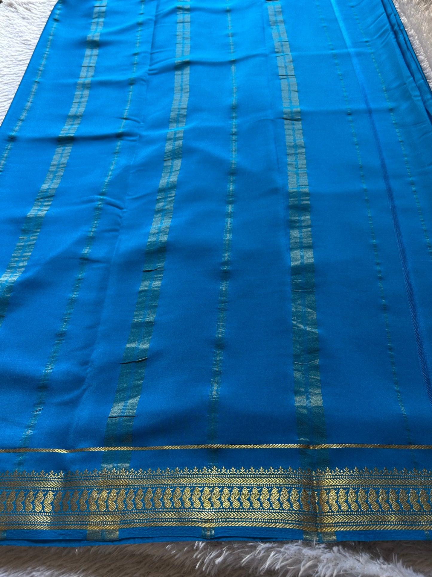 Mayuri : Solid Ananda blue – Nalmè Saree Studio