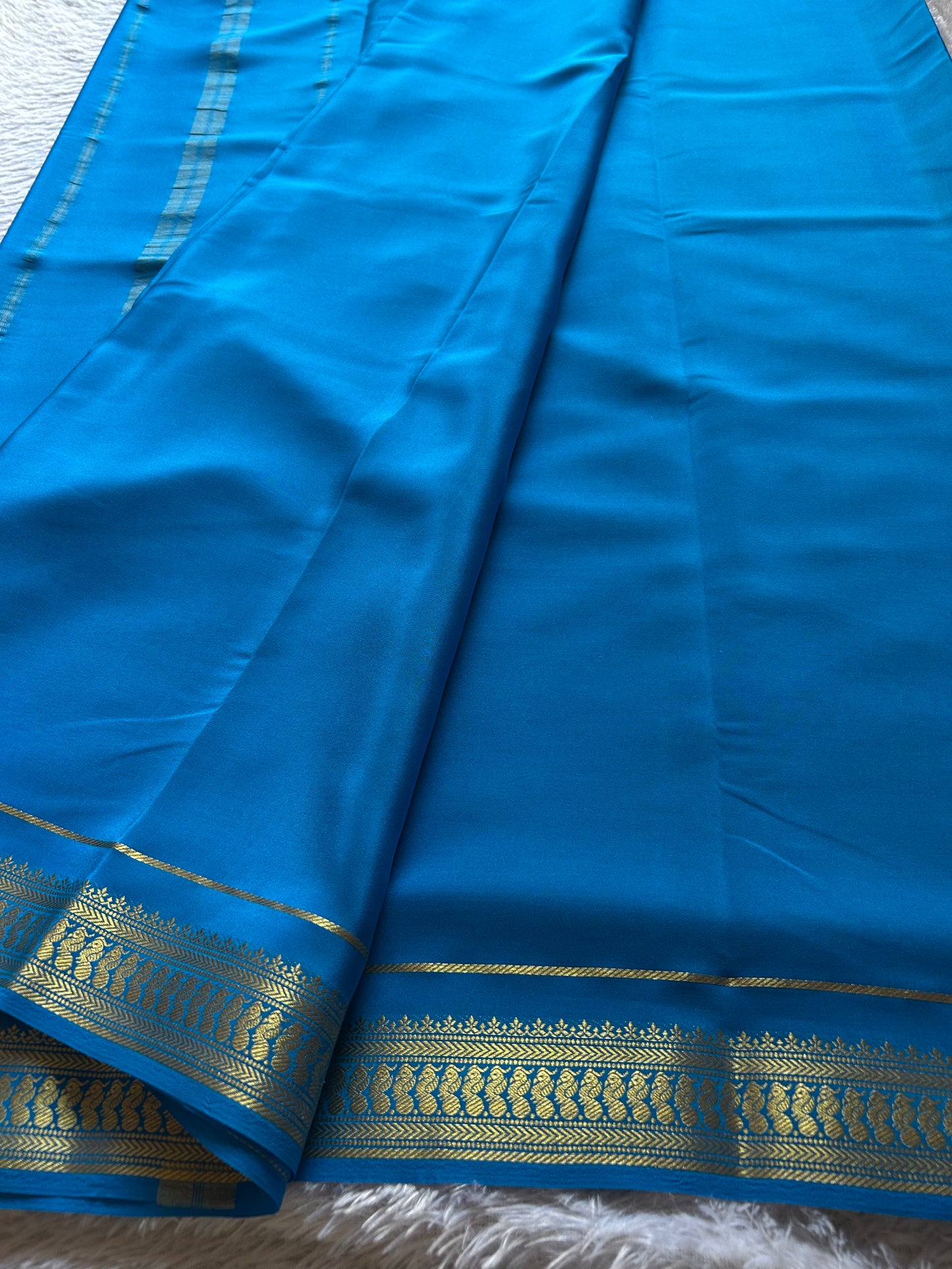 Mayuri : Solid Ananda blue – Nalmè Saree Studio
