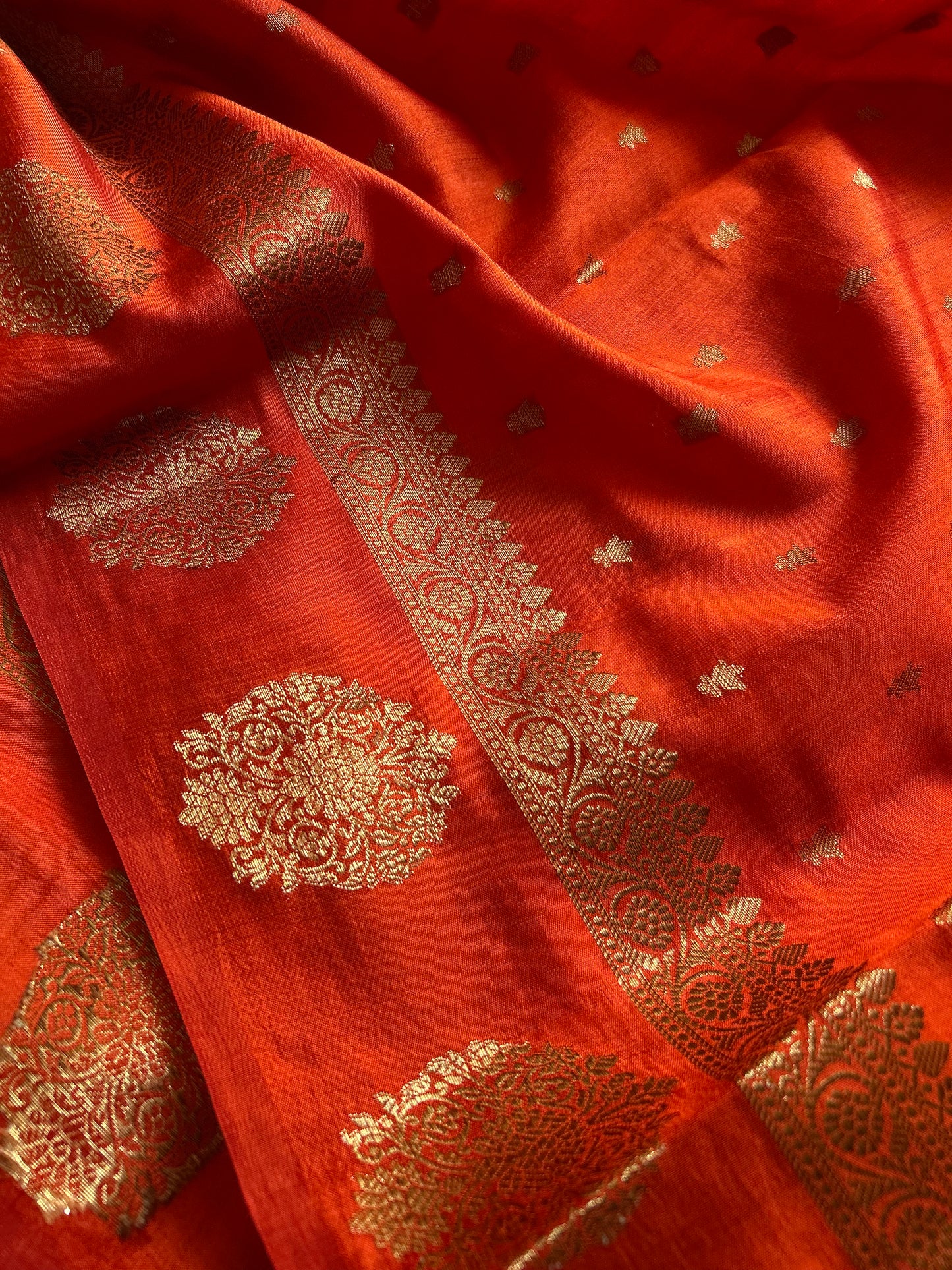 Banarasi Chiniya : Solid Orange