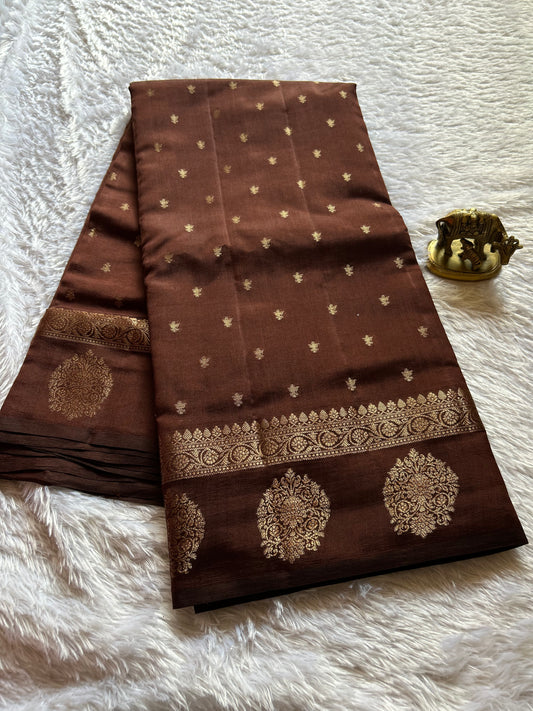 Banarasi Chiniya : Solid Deep brown