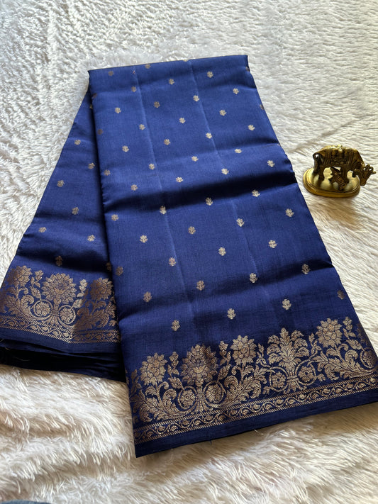 Banarasi Chiniya : Solid Dark blue