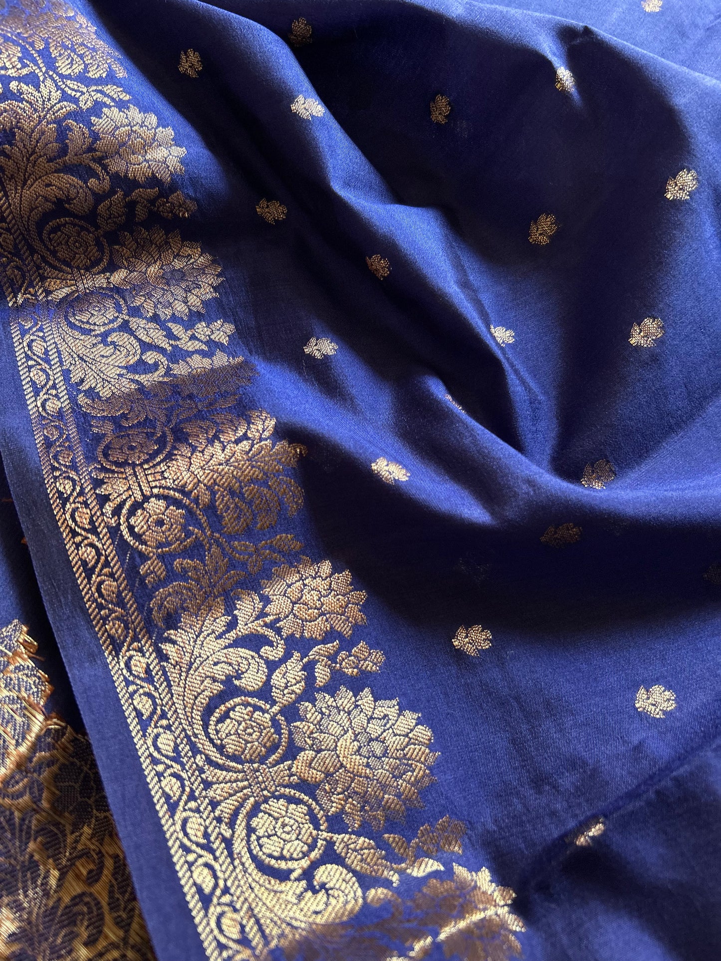 Banarasi Chiniya : Solid Dark blue
