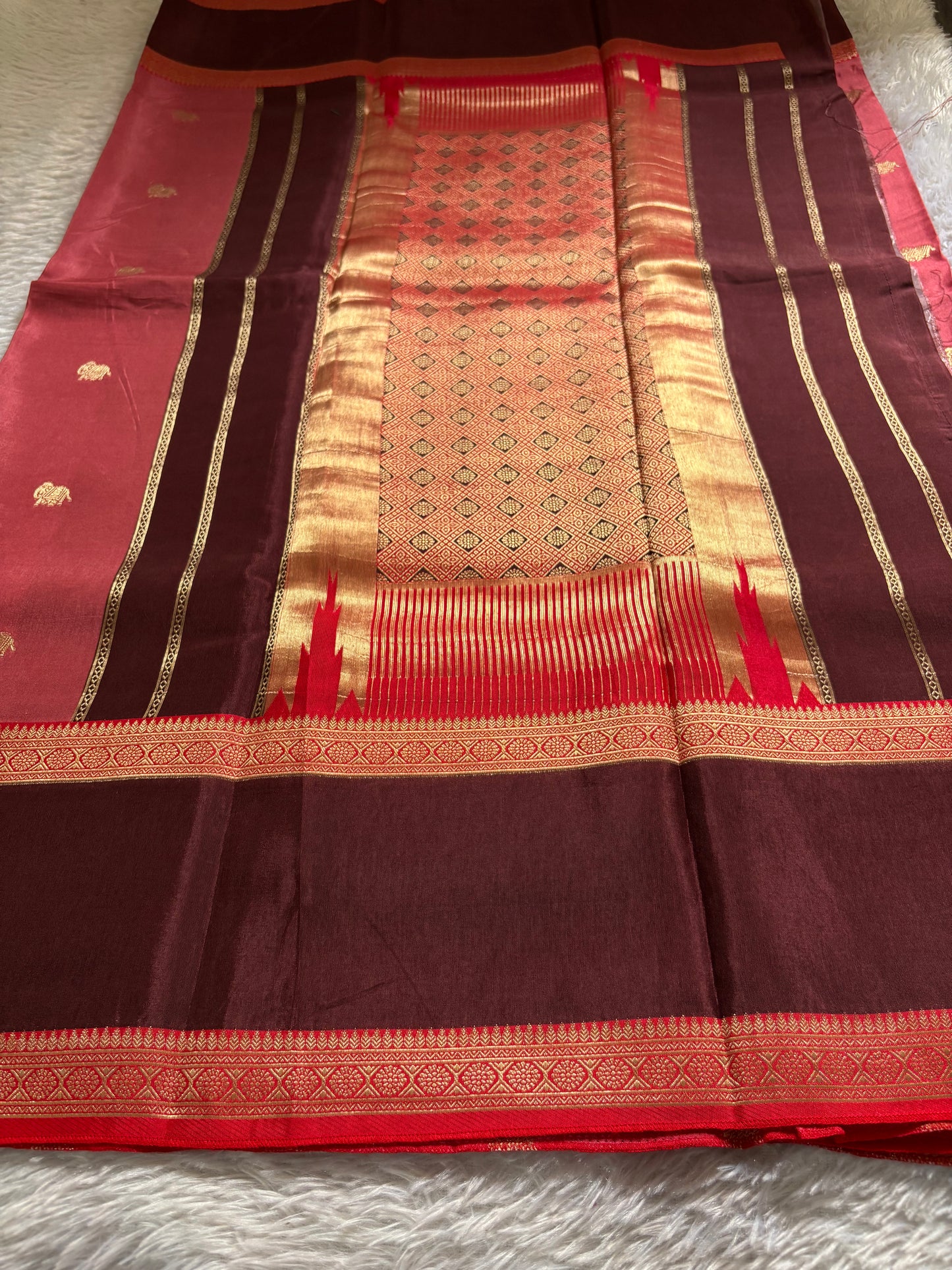 NAL207 (3D) : Dusty rose pink-chocolate brown-red