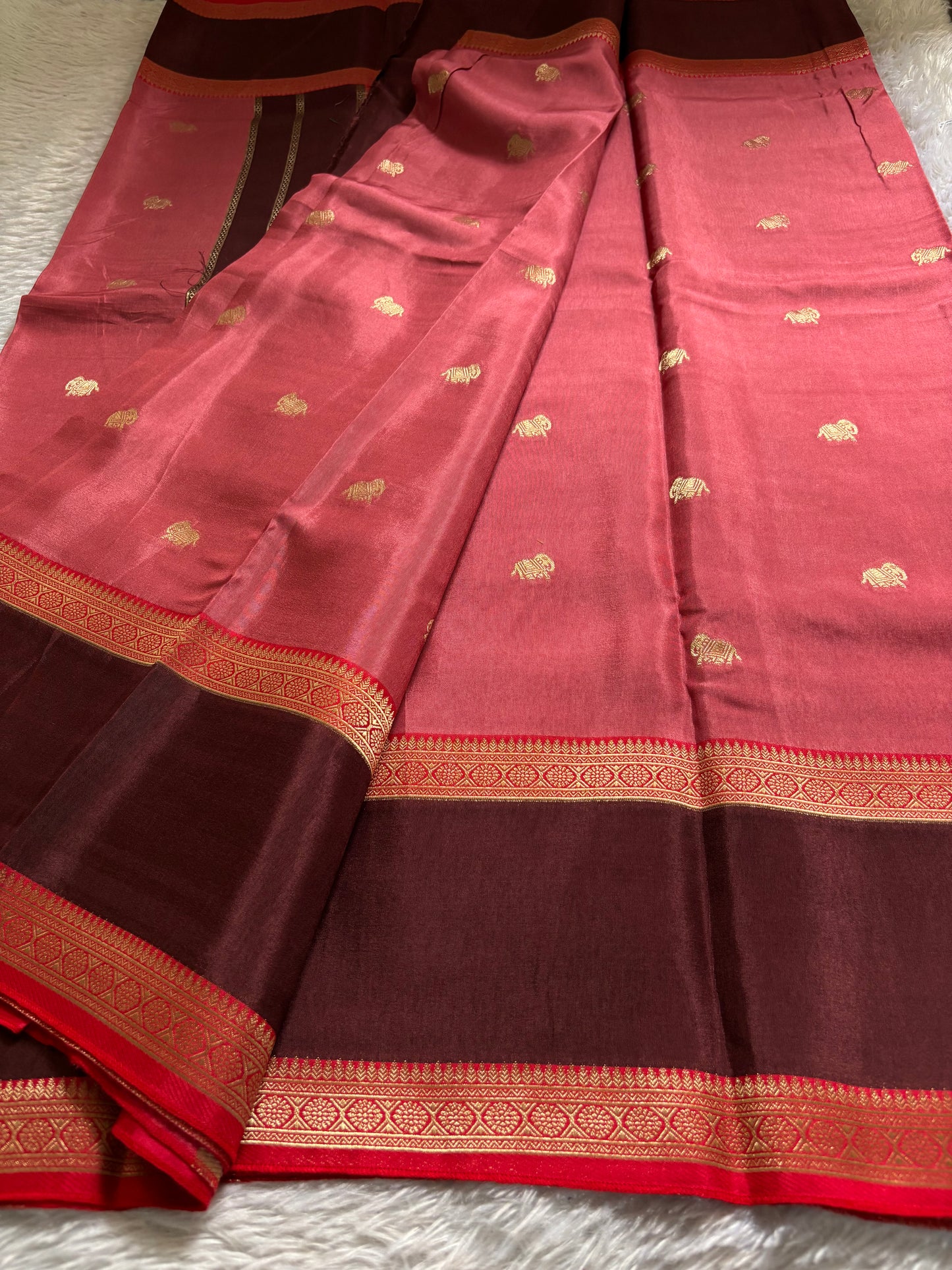 NAL207 (3D) : Dusty rose pink-chocolate brown-red