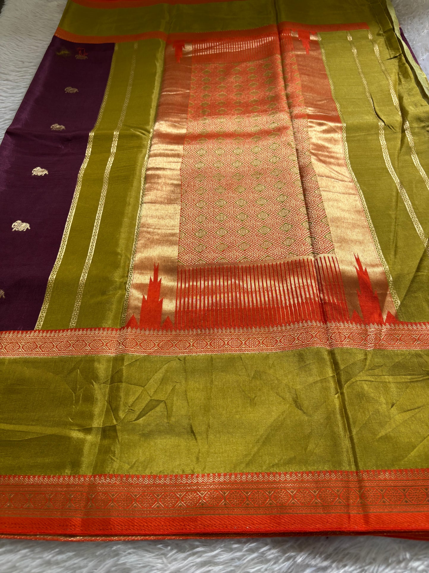 NAL207 (3D) : Wine-mehendi green-orange