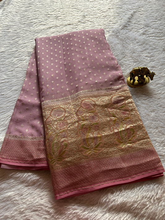 Pure Chiffon Georgette (2D) : Light lavender-blush pink