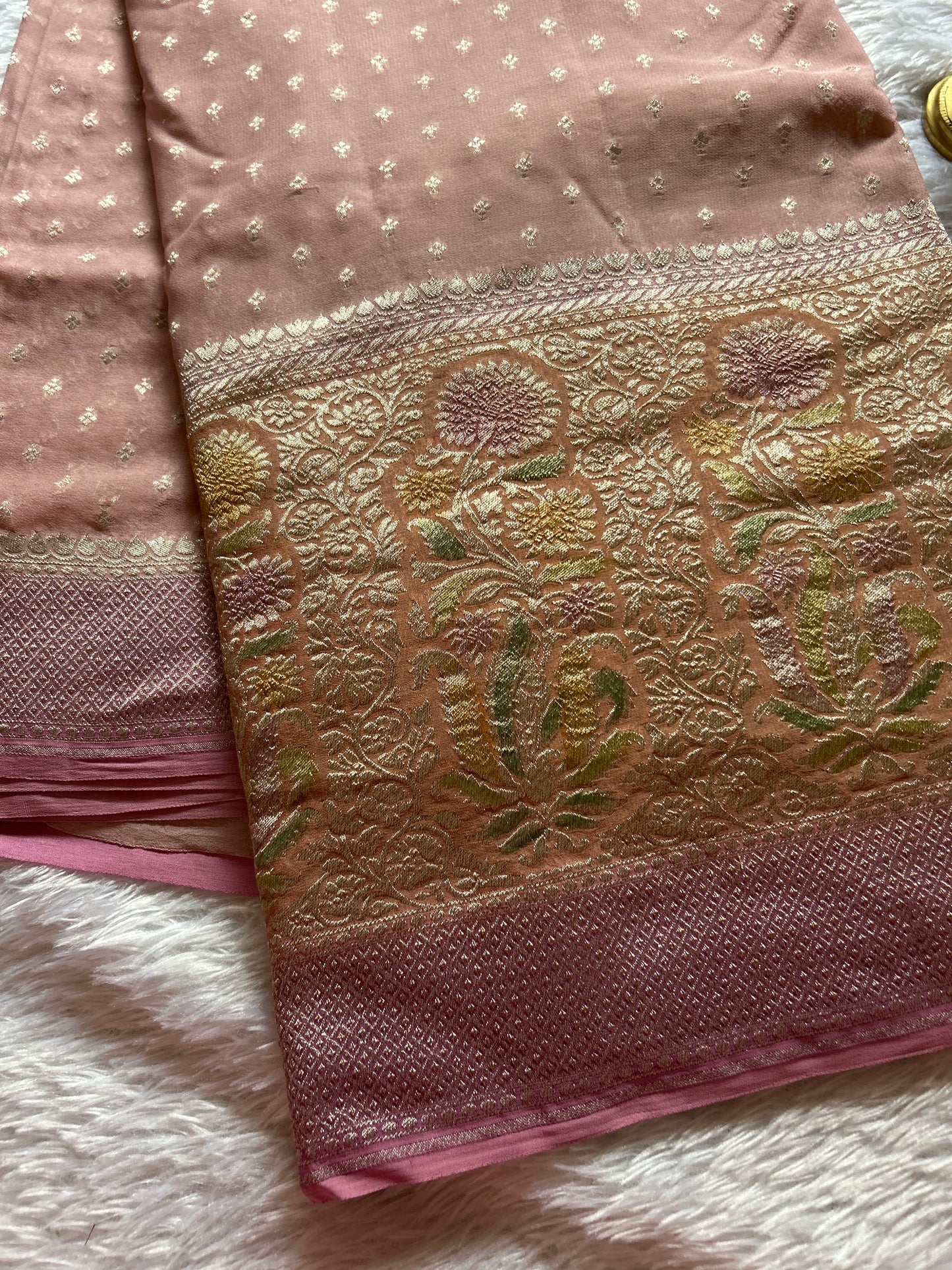 Pure Chiffon Georgette (2D) : Pastel pink-rose pink