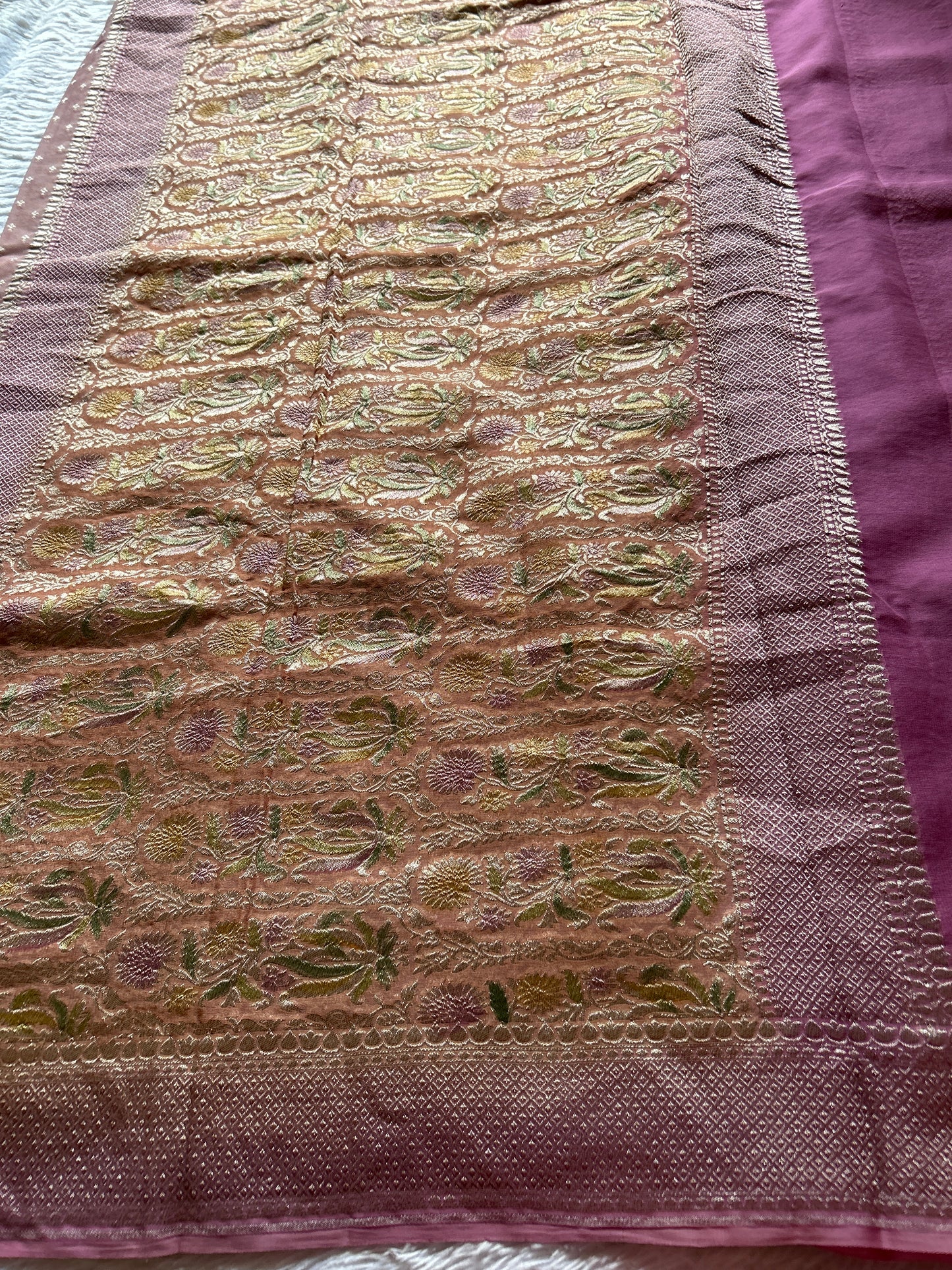 Pure Chiffon Georgette (2D) : Pastel pink-rose pink