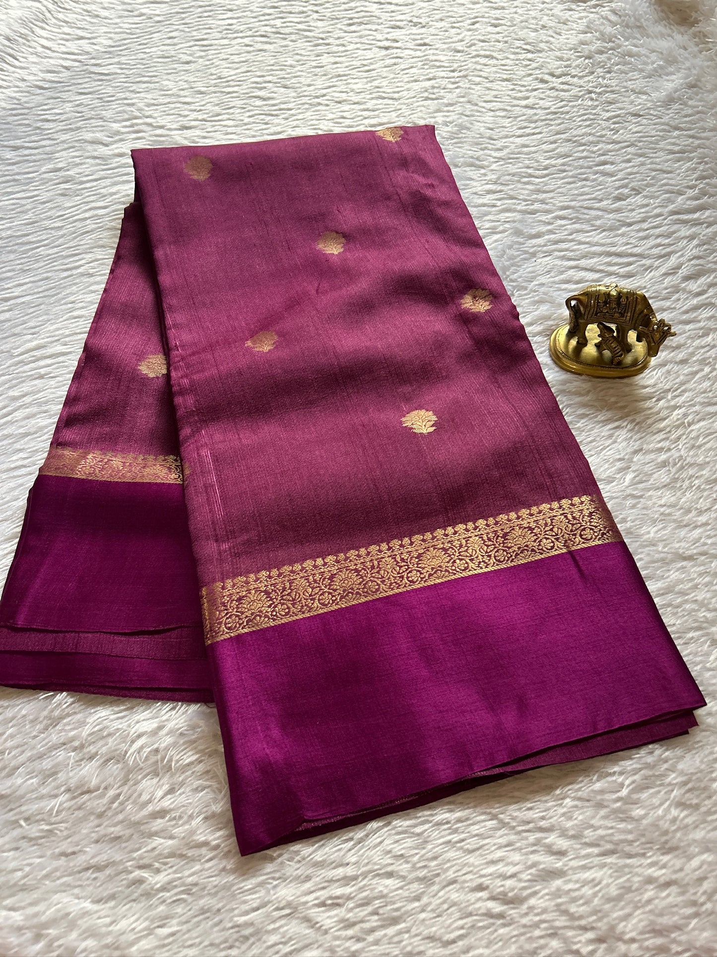 Pure Raw Tussar Georgette : Solid Wine