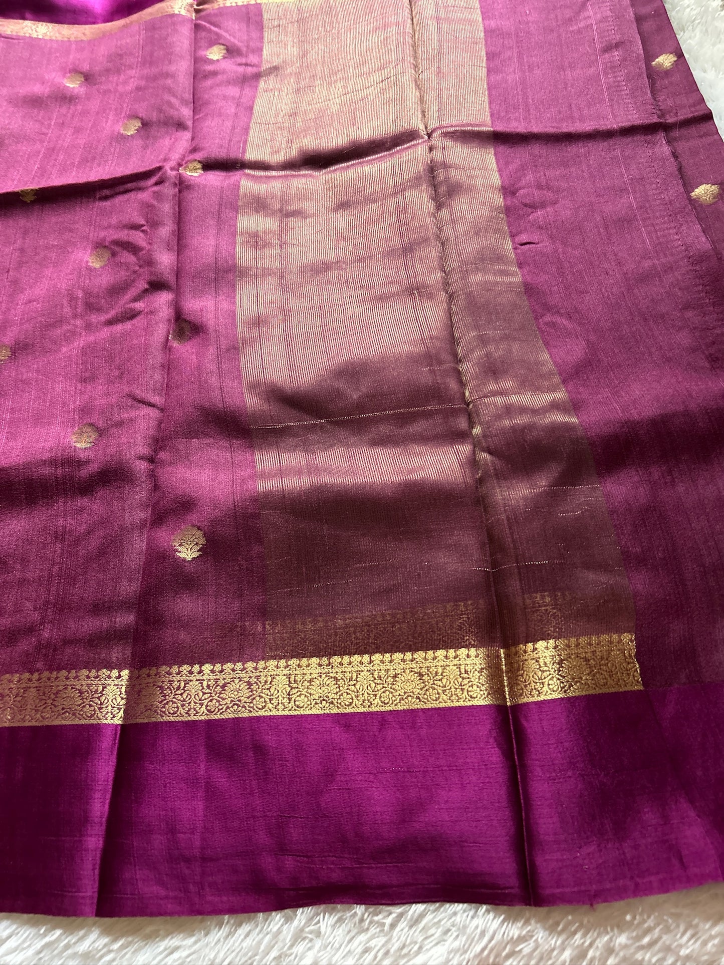 Pure Raw Tussar Georgette : Solid Wine