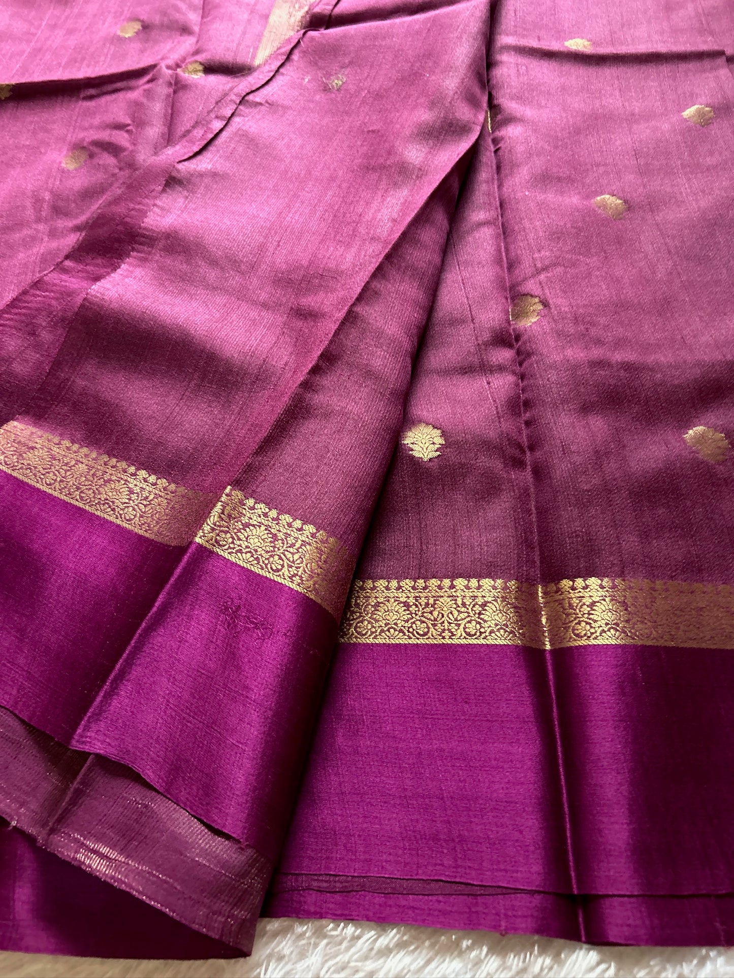 Pure Raw Tussar Georgette : Solid Wine