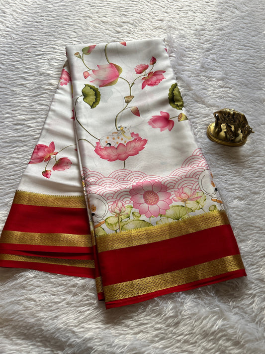 Kasturi (2D) : Off white-dark red