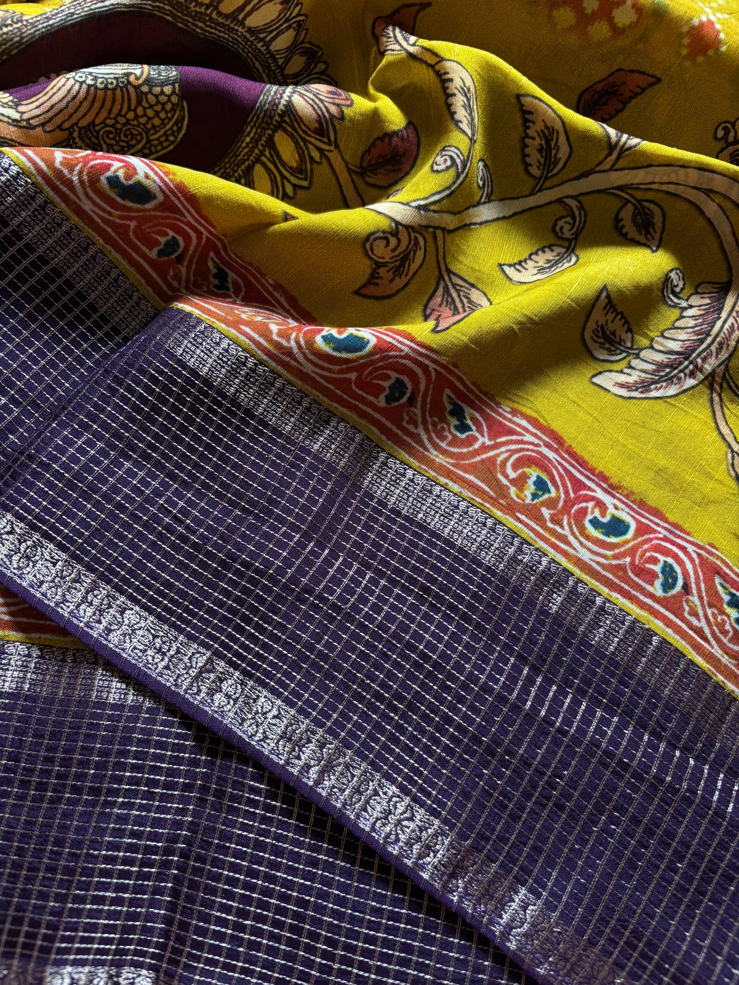 SS119 : Printed Mustard yellow-dark purple