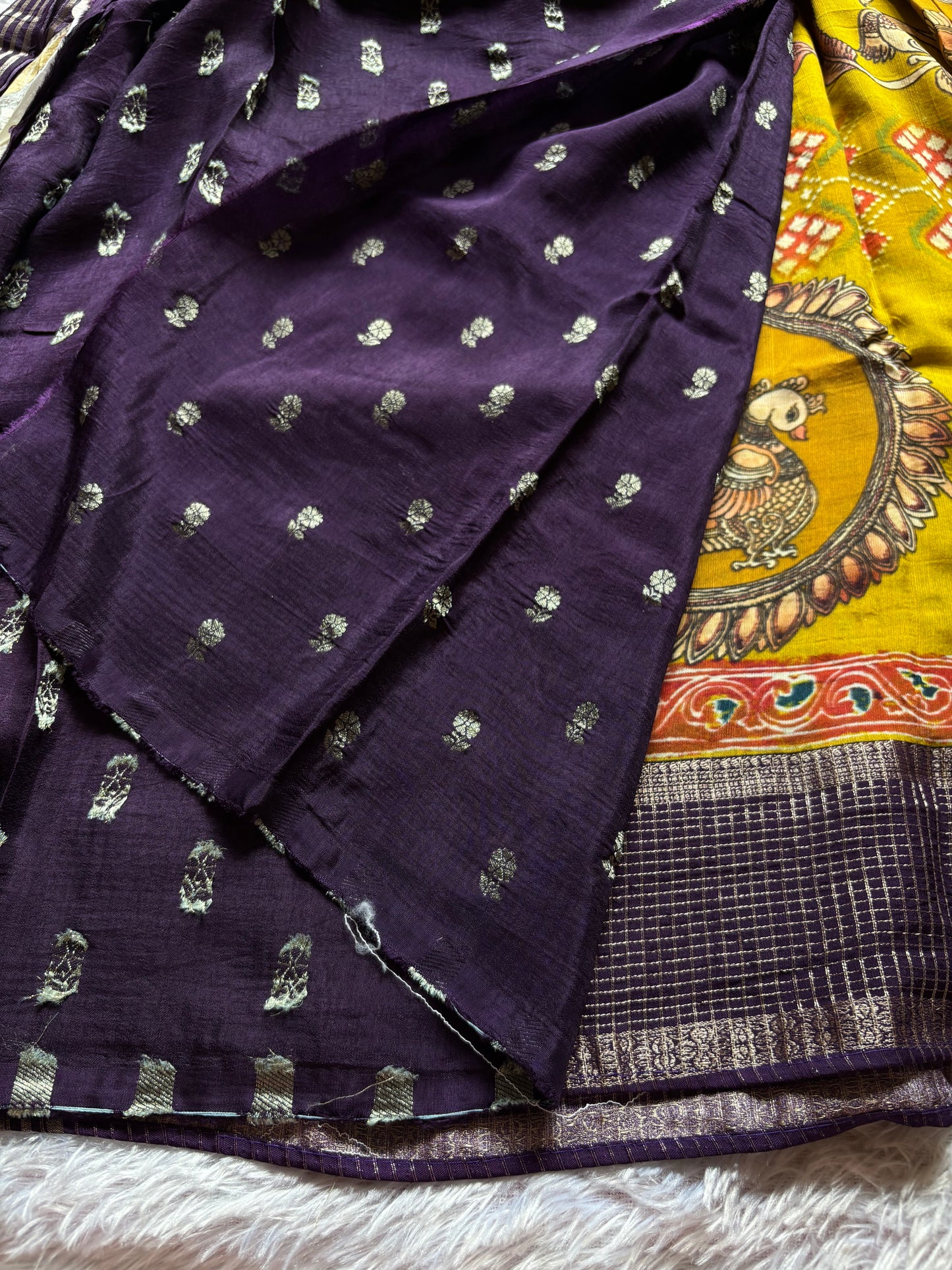 SS119 : Printed Mustard yellow-dark purple
