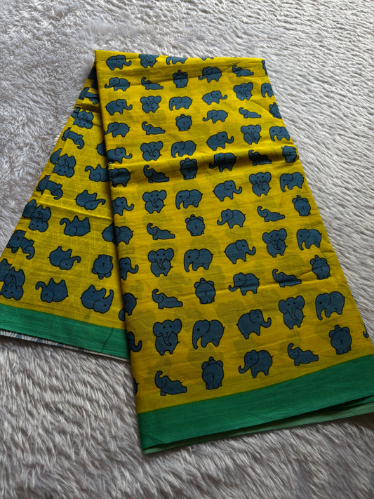 Mulmul : Printed Golden yellow