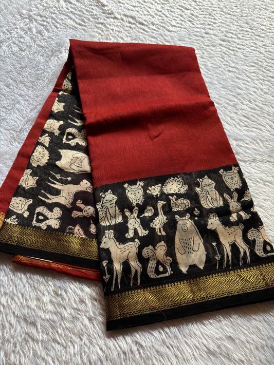 Maheshwari (2D) : Burnt red-black