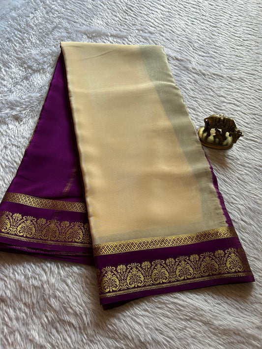 Madhura (2D) : Off white-magenta