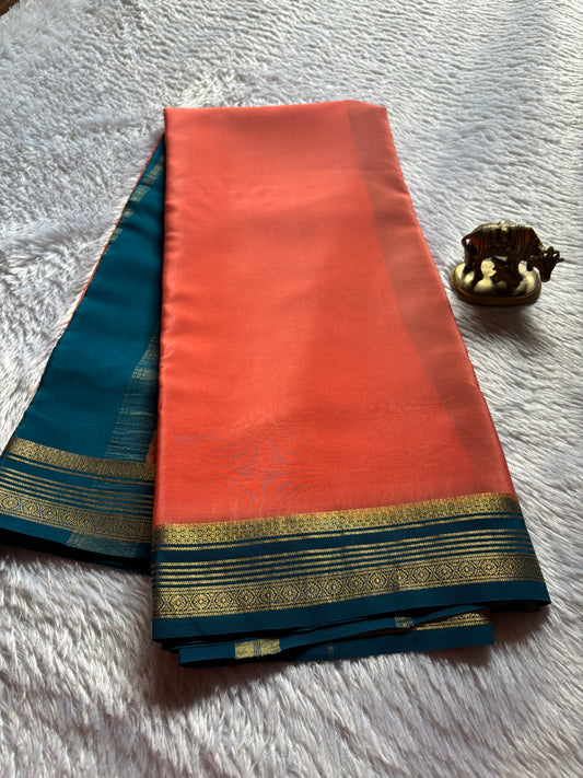 Bhoomi (2D) : Coral pink-teal blue