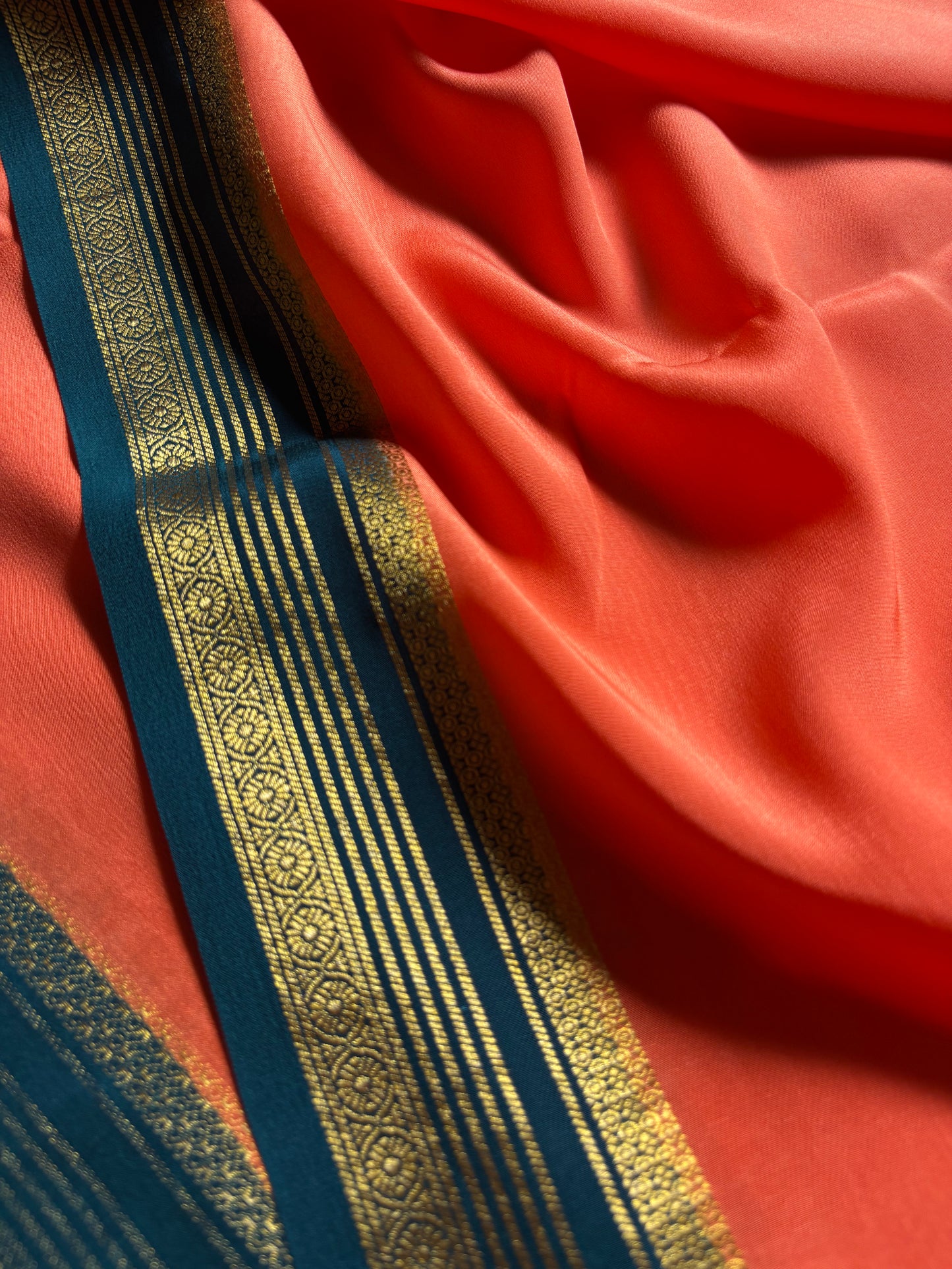 Bhoomi (2D) : Coral pink-teal blue