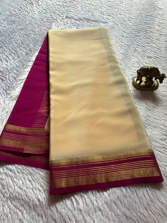 Bhoomi (2D) : Ivory cream-magenta