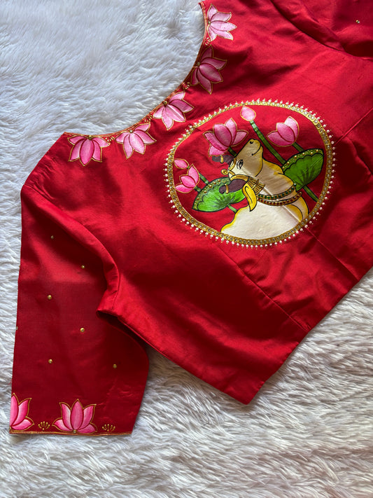 Red Hand Painted Blouse