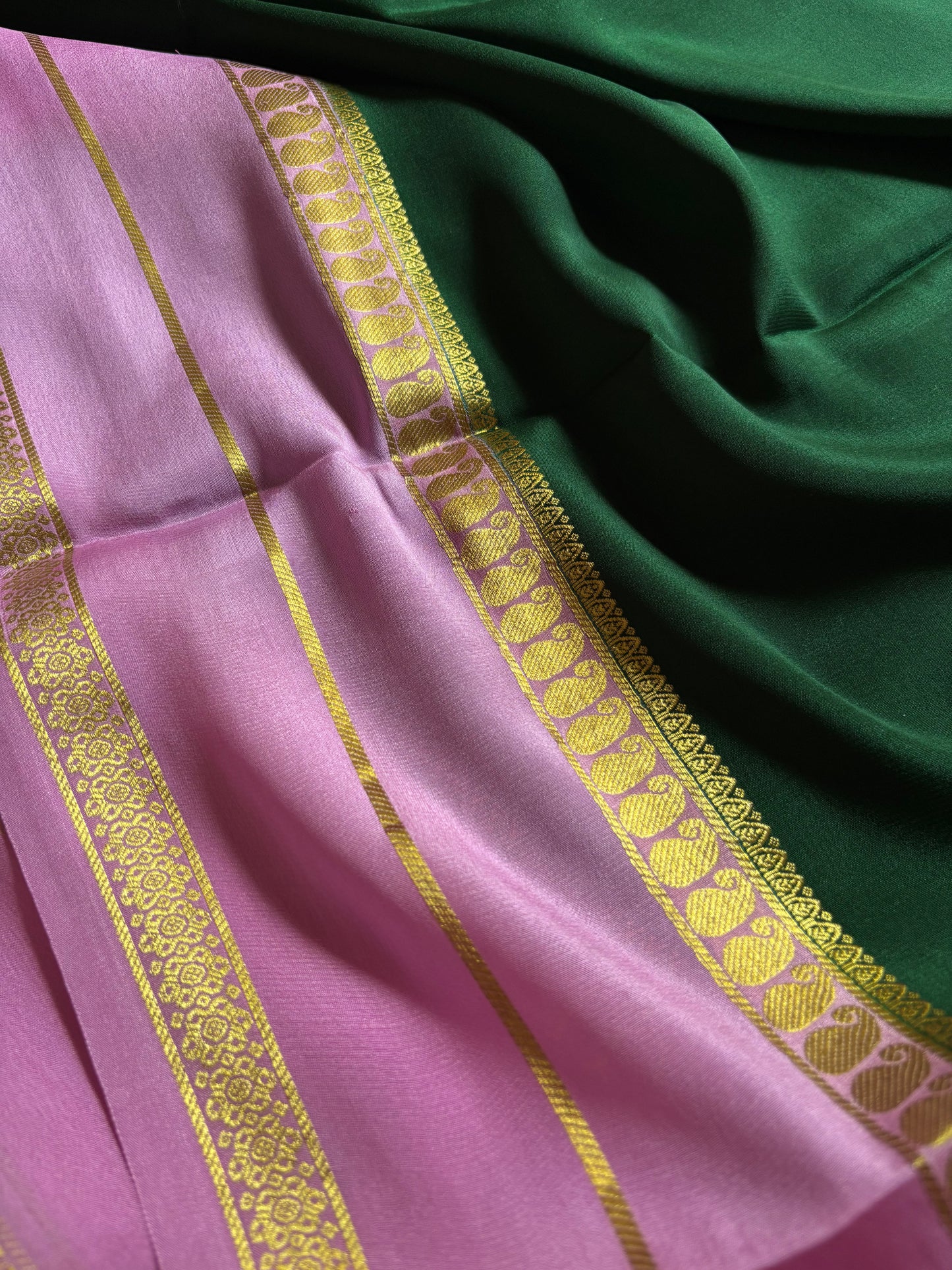 Malini (2D) : Dark green-baby pink