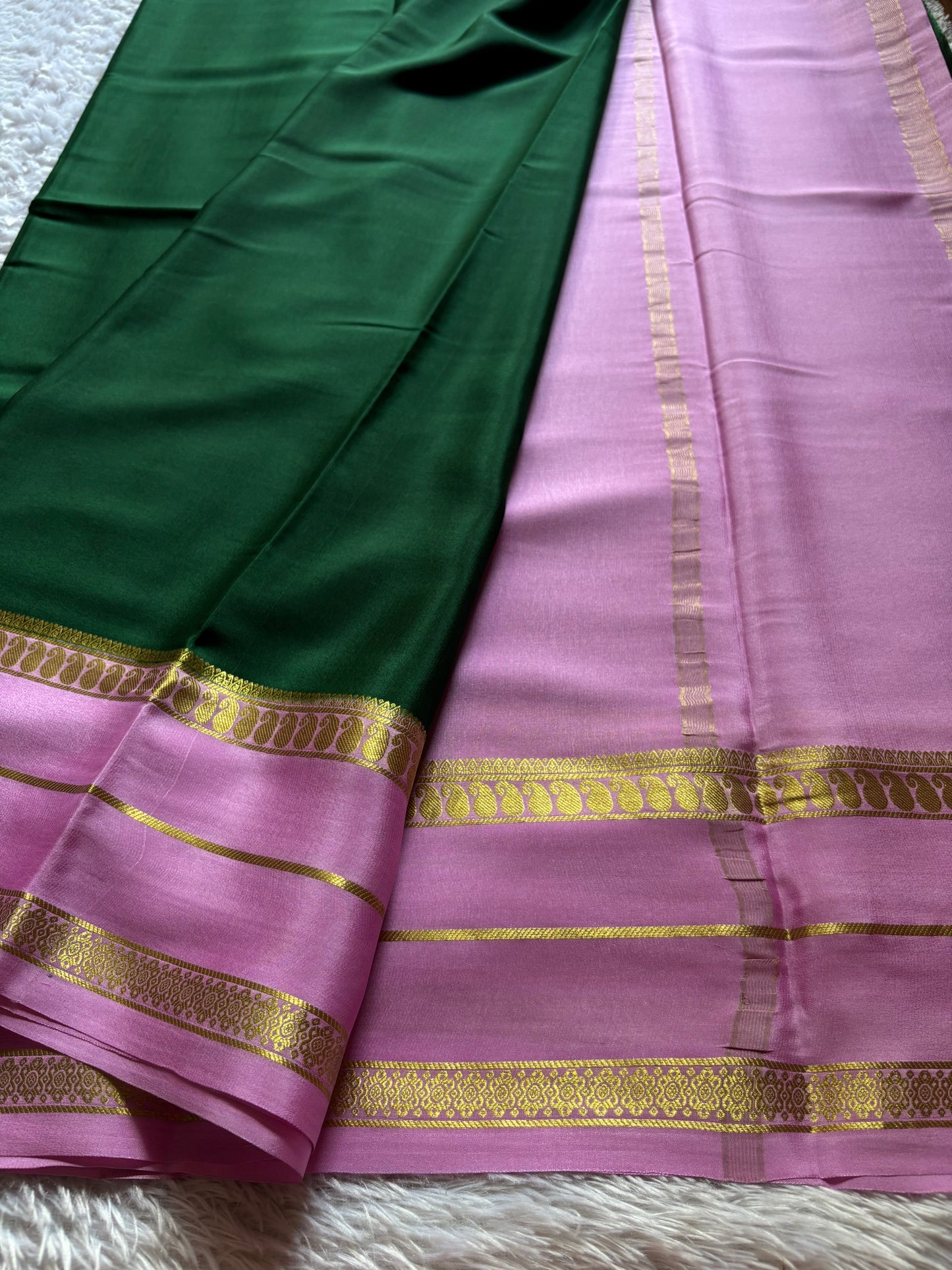 Malini (2D) : Dark green-baby pink