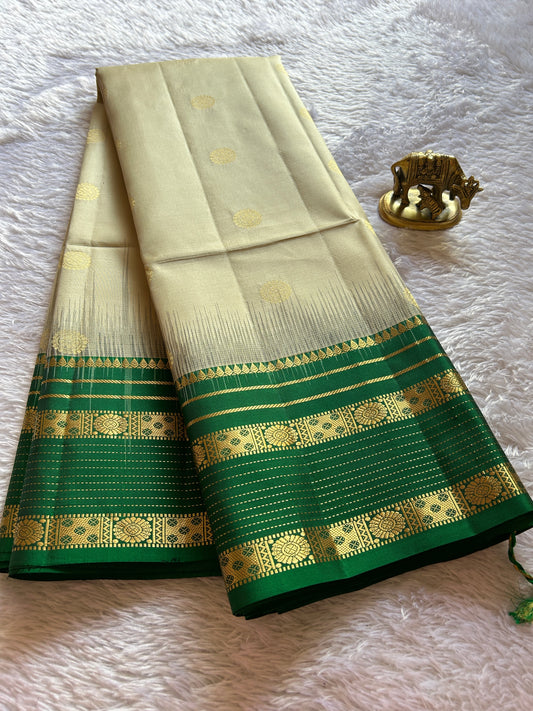 Janani (2D) : Off white-bottle green