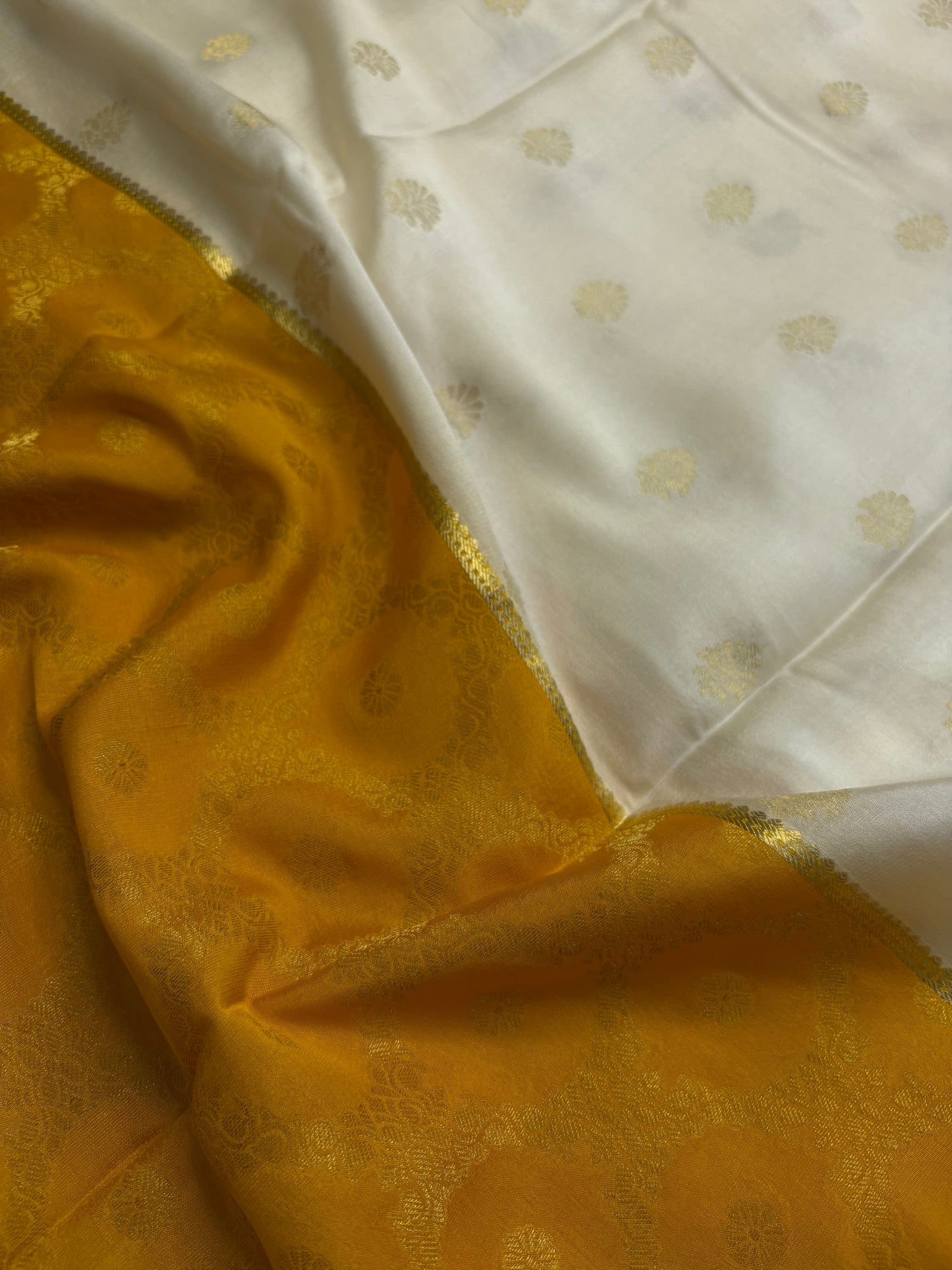 Sparsha (2D) : Off white-golden yellow