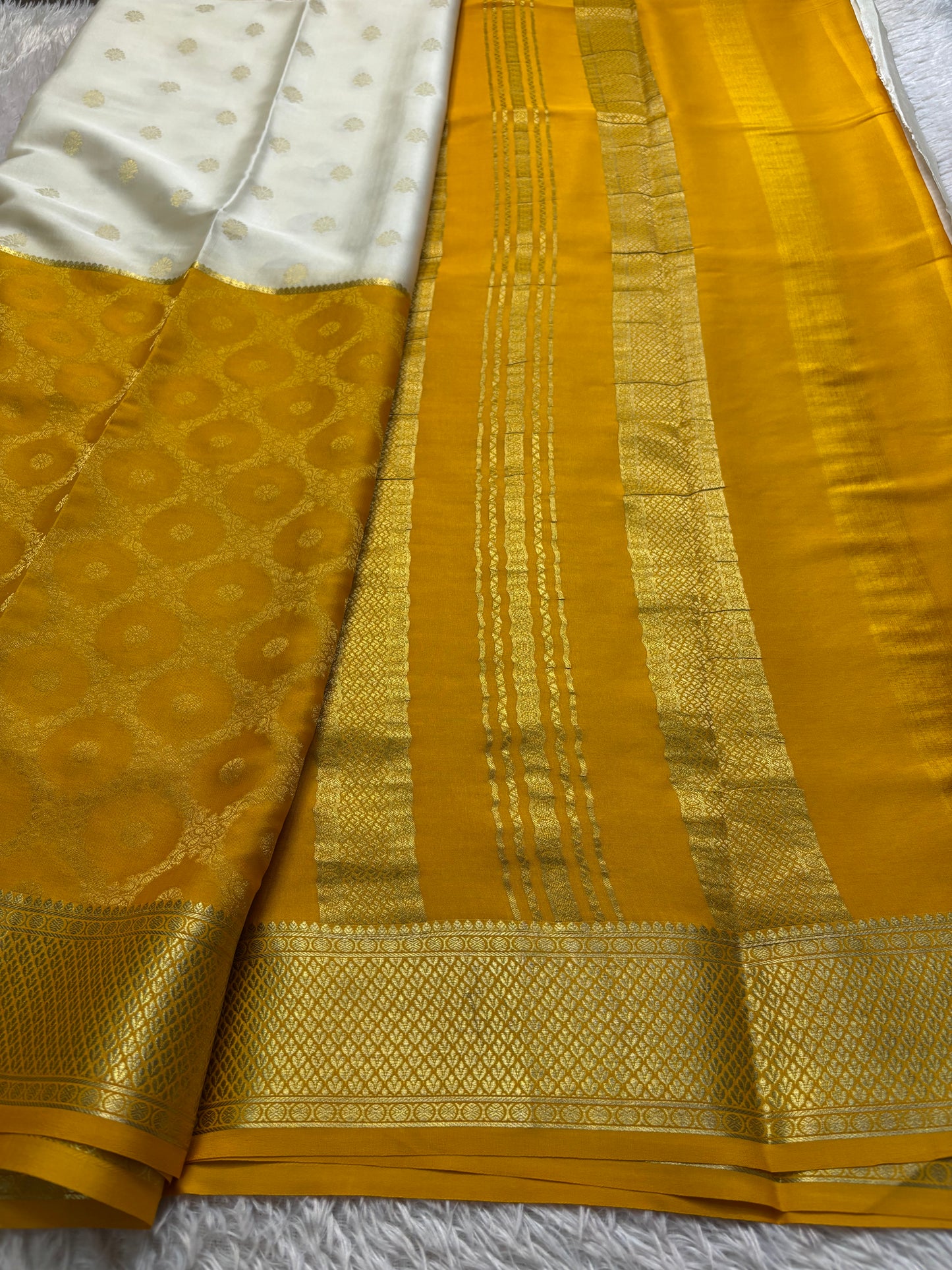 Sparsha (2D) : Off white-golden yellow