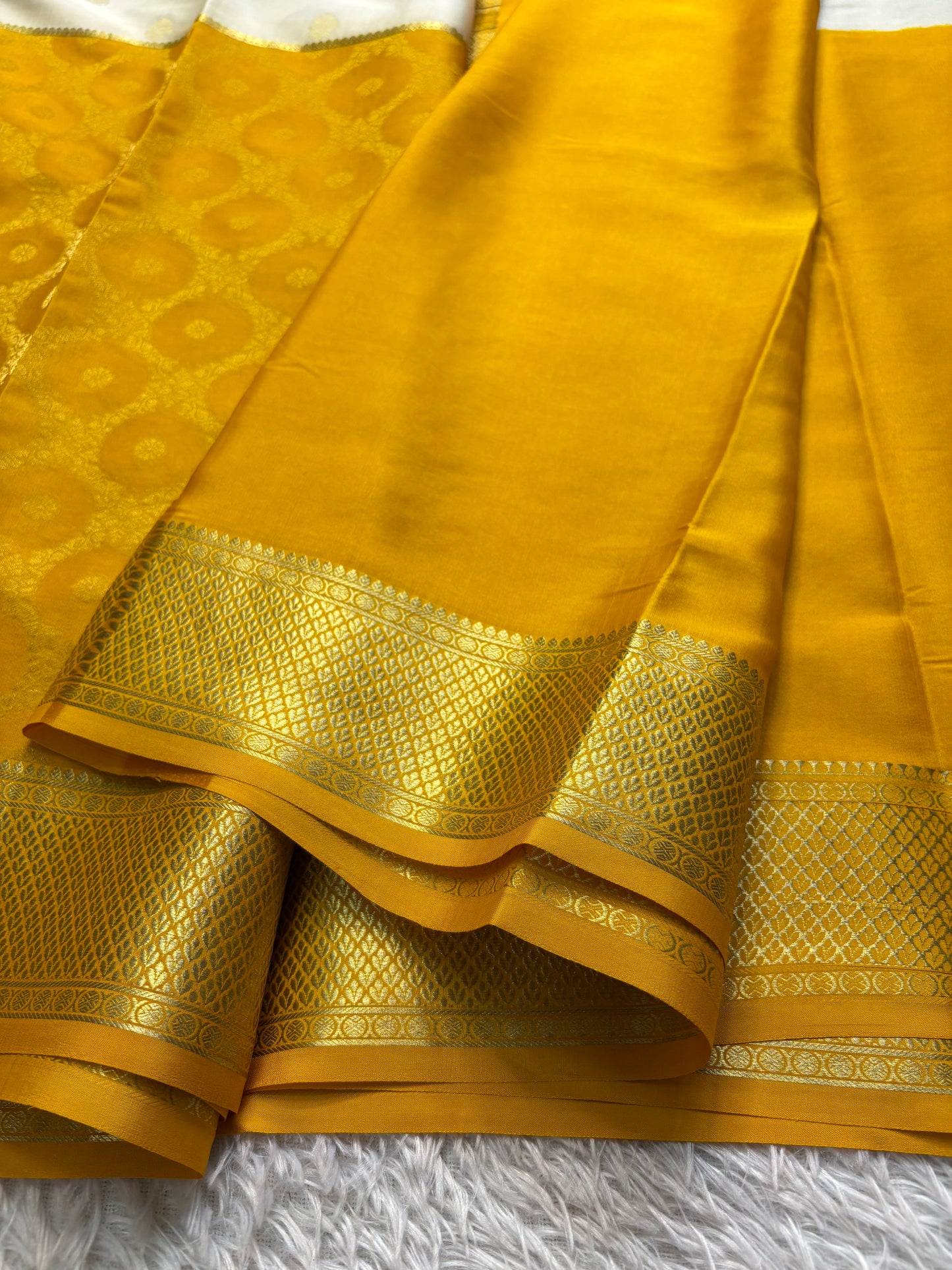 Sparsha (2D) : Off white-golden yellow