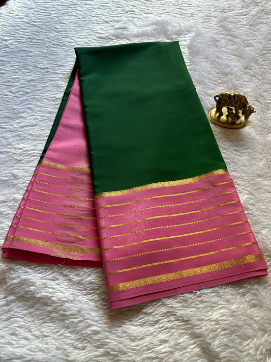 Navami (2D) : Bottle green-baby pink