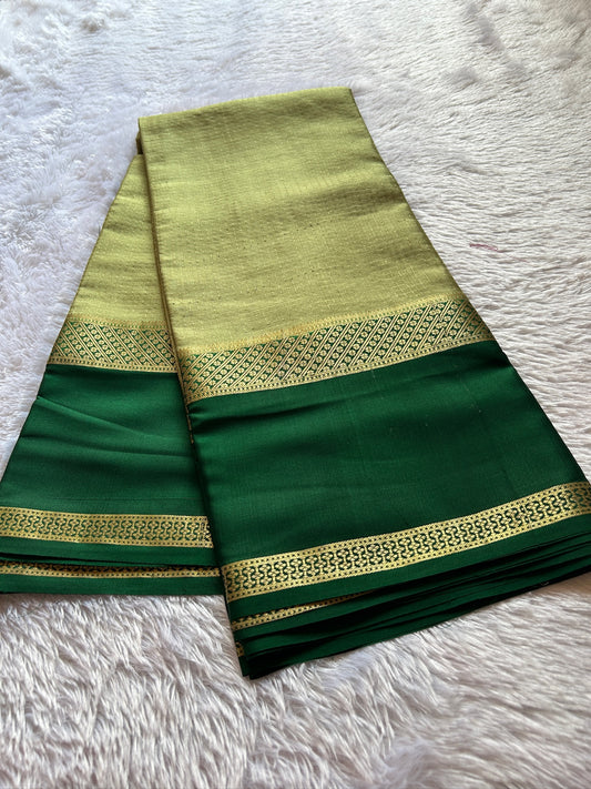 Sage green-bottle green pure Mysore silk
