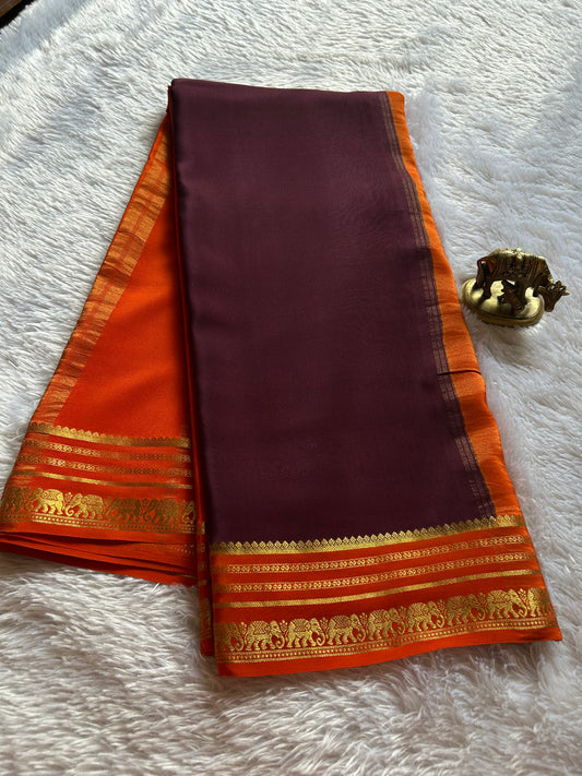 Eshwari (2D) : Chocolate brown-orange