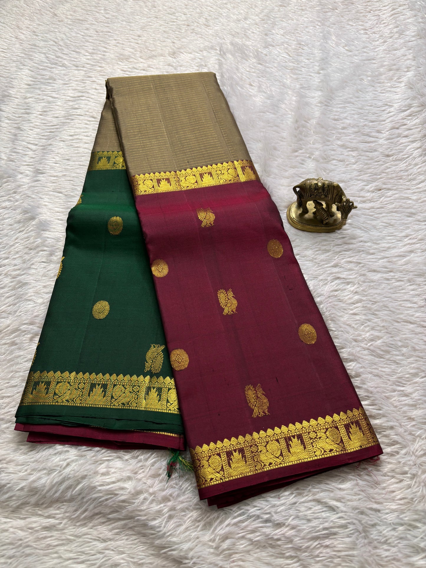 Kankana (3D) : Bottle green-gold beige-maroon