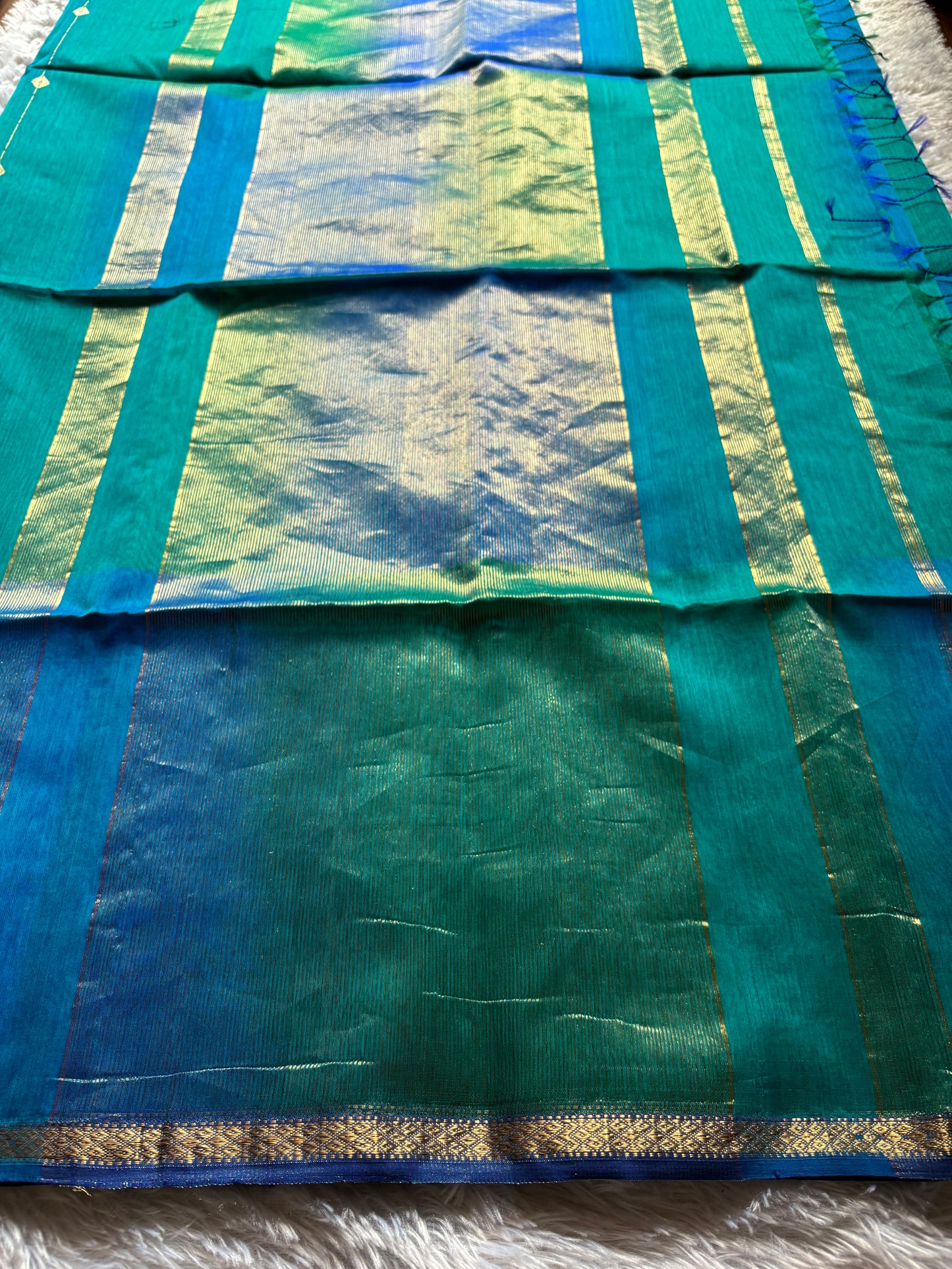 Chandini : Solid Blue green