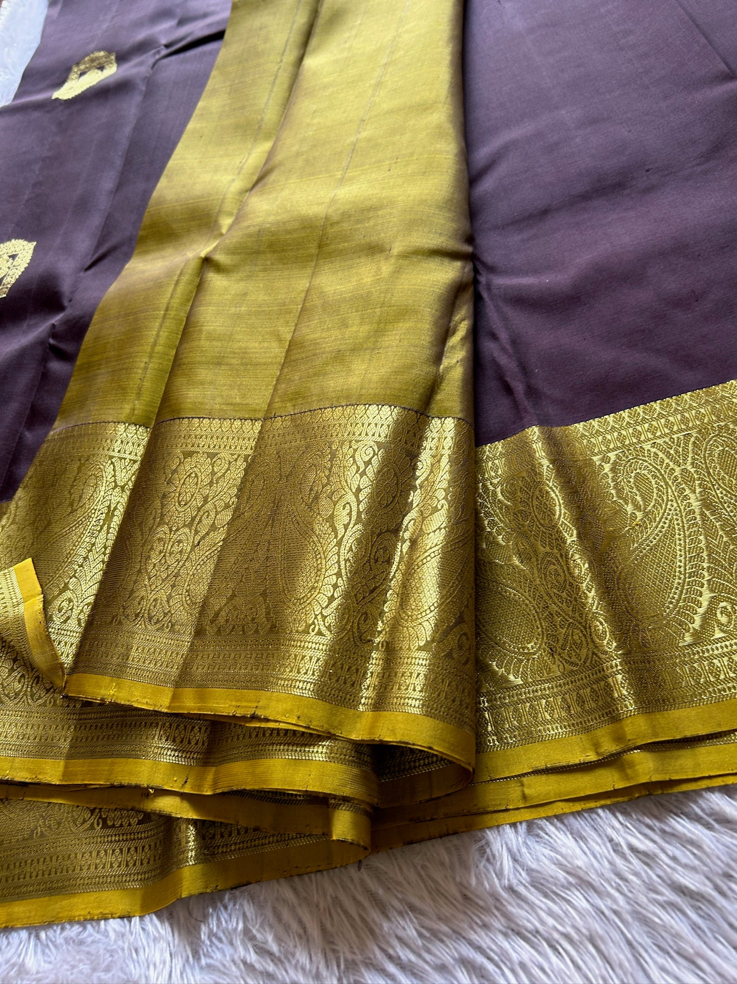 Coffee-olive Kancheepuram silk